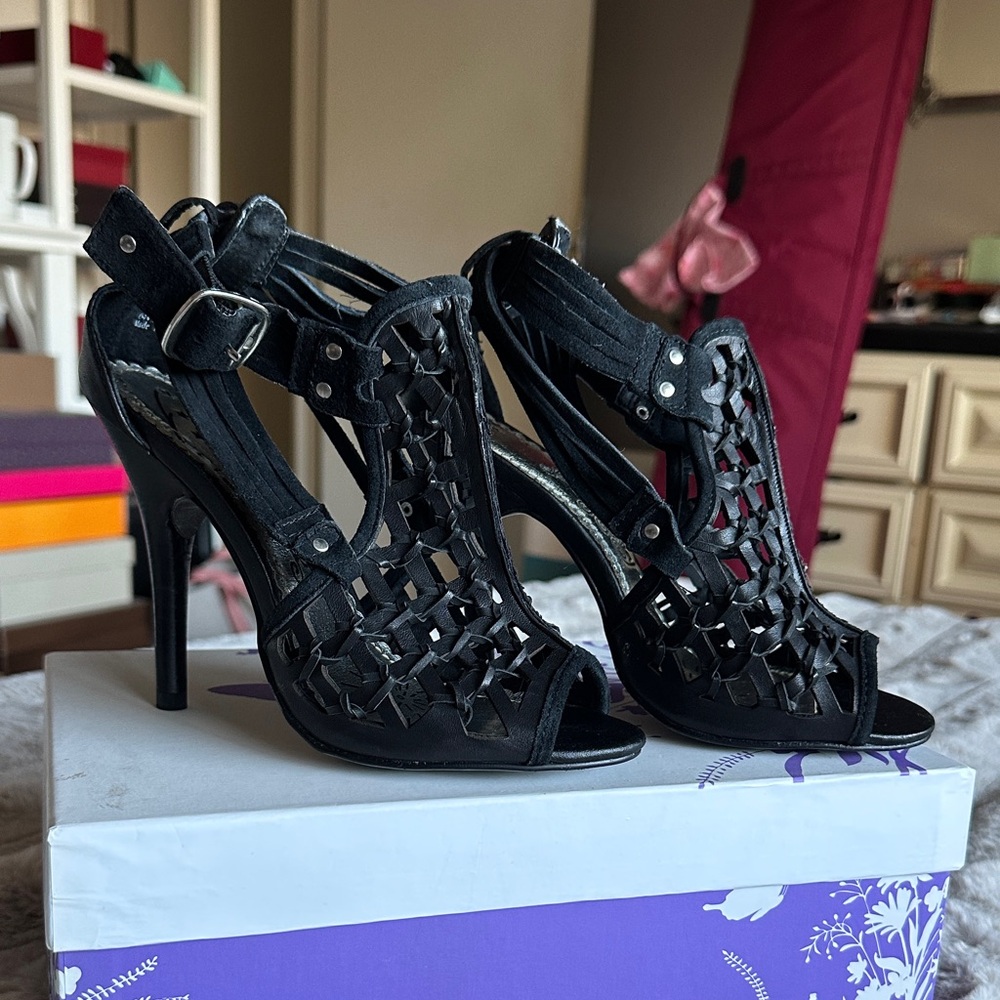 Naughty Monkey Black Cutout Heels
